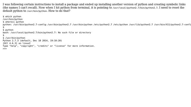 How to reset python path to /usr/bin/python2 /usr/bin/python3 смотреть онлайн