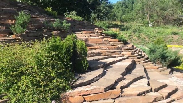 Каменная лестница Укрепление склона Подпорная стенка камень плитняк Хакасия смотреть онлайн