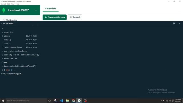 #10: Create Collection in MongoDB | How to create table in MongoDB Database | MongoDB Tutorial Hind