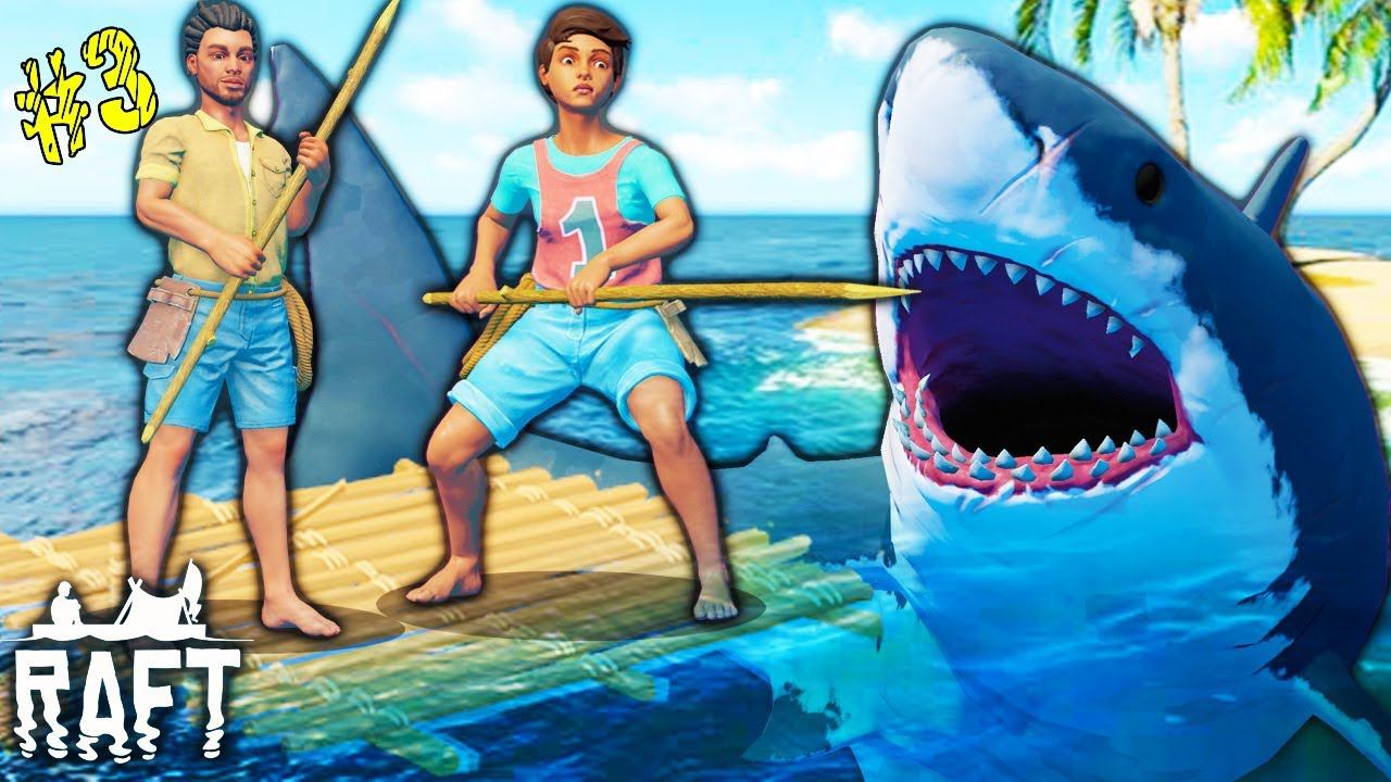 #3 ВЫЖИВАЕМ В ОКЕАНЕ C Cool Games спасемся от Акул строим второй Этаж на Плоту игры RAFT от FGTV