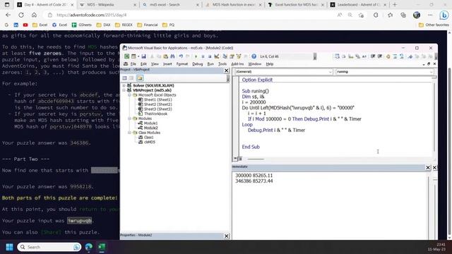 Advent of Code 2015 Day 4-5 using Excel. смотреть онлайн