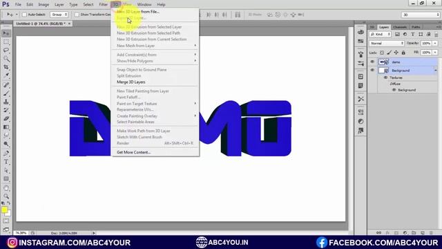 3D text effect in Photoshop cs6, How to make 3d text effect in photoshop смотреть онлайн
