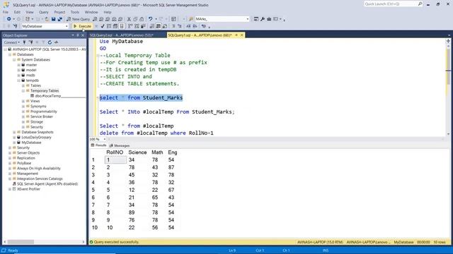 Temp Tables in SQL server | Local vs Global Temp Tables #sql #learn смотреть онлайн