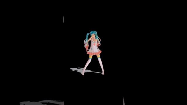 танец Miku Hatsune с чёрным фоном