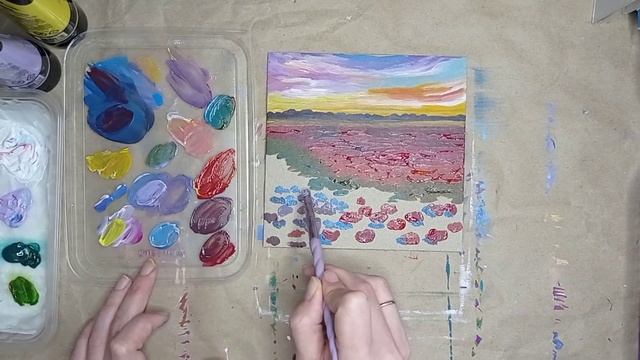 Пейзаж акрилом Поле с маками | Рисуем пошагово смотреть онлайн