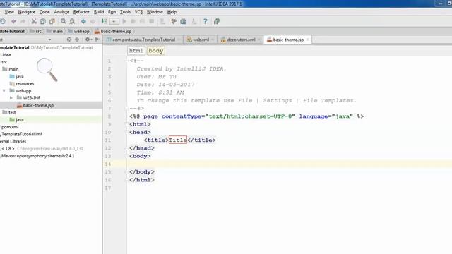 Lession 02: Create template web application using sitemesh, intelliJ, Jboss смотреть онлайн