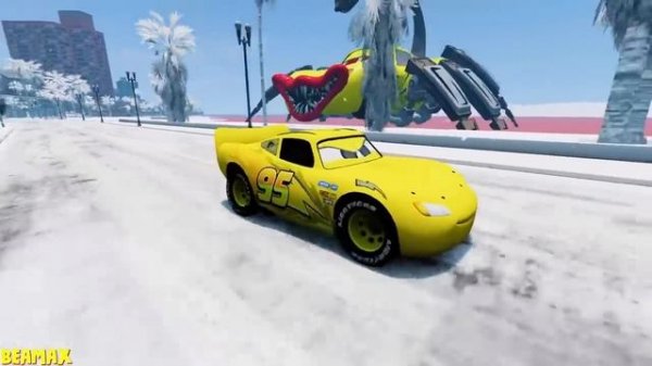 Live Epic Escape From Lightning McQueen Eater Monsters | McQueen VS Lightning McQueen | BeamNG.Driv