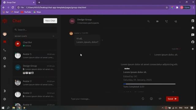 Dark and light mode responsive chat application template using bootstrap5 смотреть онлайн