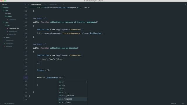 Unit testing with PHPUnit: Testing a collection class (7/10) смотреть онлайн