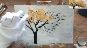 Дерево золотой поталью | Мастер-класс по потали