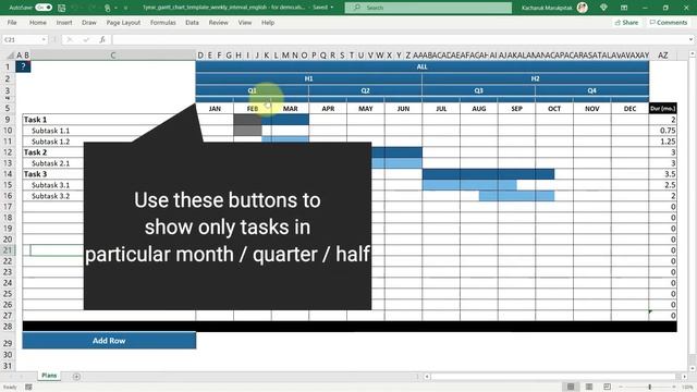 Filterable Project Planner - FREE Excel Gantt Chart Template смотреть онлайн