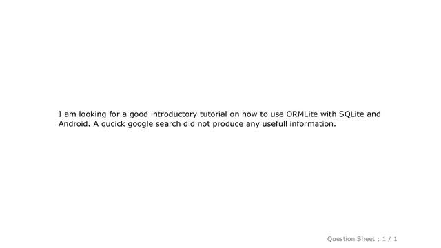 Android : What is a good tutorial for using ORMLite with SQLite and Android смотреть онлайн