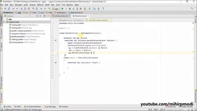 #19 Kotlin Android Tutorial | Button Click Part 3 смотреть онлайн