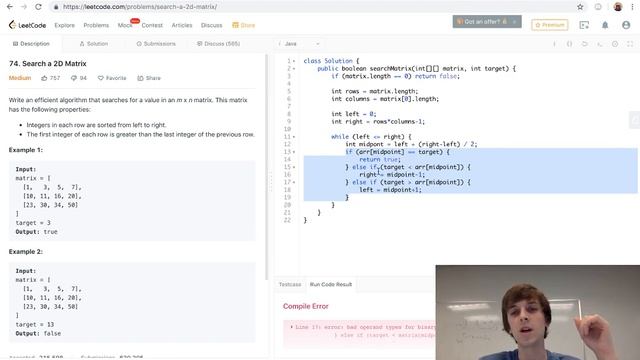 LeetCode Search A 2D Matrix Solution Explained - Java смотреть онлайн