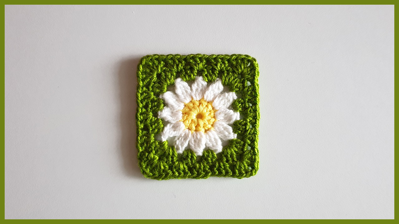 Вязаный мотив Ромашка. Вязание крючком / Knitted Daisy Motif