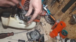 Бензокоса  Zomax - замена стартера на новый и его регулировка или бесполезное видео