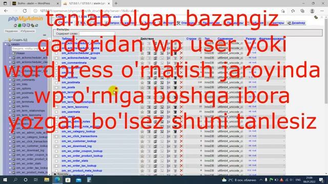 Open serverda joylashgan saytimiz parolini PhpMyAdmin orqali o'zgartisih (tiklash) смотреть онлайн
