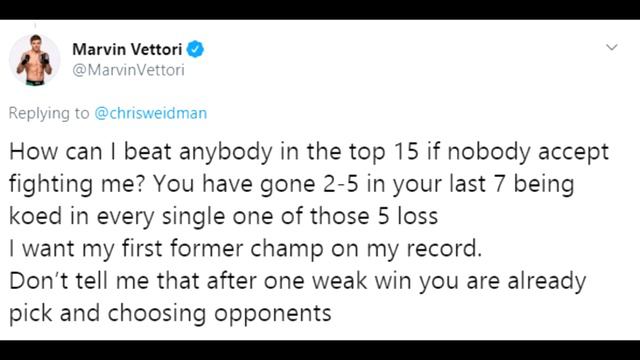 Chris Weidman Fires Back at Marvin Vettori: "Hop Off My Nuts" смотреть онлайн