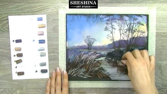 How to draw a winter landscape at twilight with soft pastels ? REAL - TIME смотреть онлайн