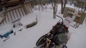 Пример работы снегоуборщика СУН.1 Угра с мотоблоком Каскад.