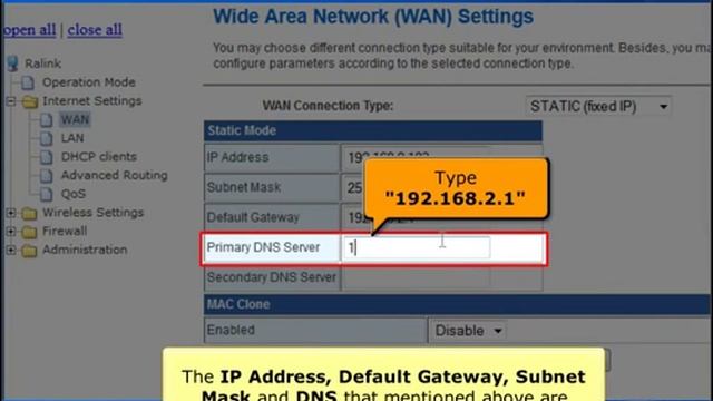 Procedure on how to configure Static Connection in CW-5350 using Windows 7 смотреть онлайн