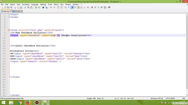 Php Dersleri 009. Form İşlemleri, Çoklu ve Tekli Checkbox Kullanımı смотреть онлайн
