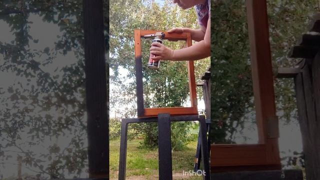 Браширование окна / обжиг деревянной рамы окна