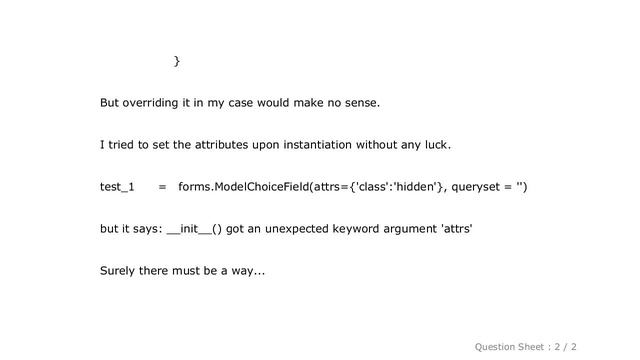 Django : How to define attributes on forms.ModelChoiceField? смотреть онлайн