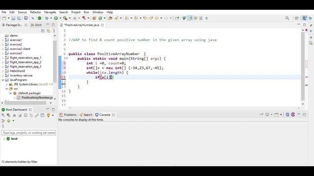 Java Program to Find and count Positive number in the given Array смотреть онлайн