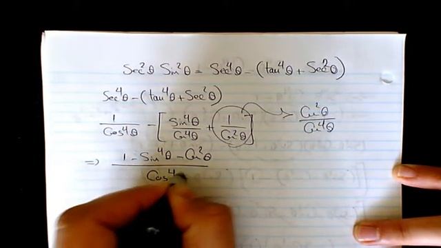 sec^2x.sin^2x=sec^4x-(tan^4x+sec^4x) verifying trig identities, trigonometric identities смотреть онлайн