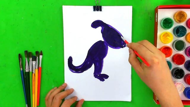 Как рисовать ДИНОЗАВРА - рисуем красками для детей смотреть онлайн