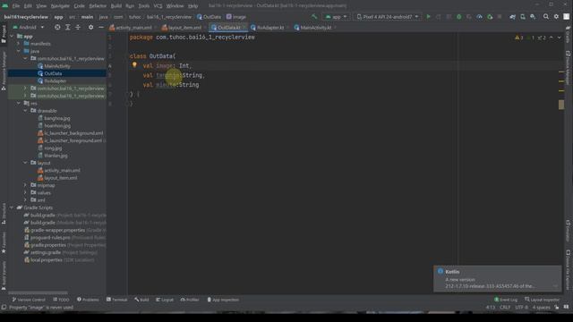 16.1 Androidstudio kotlin - RecyclerView kotlin simple explanation - tự học lập trình смотреть онлайн