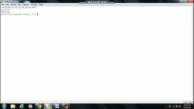 Python program to find the minimum element from a list along with its index in the list смотреть онлайн