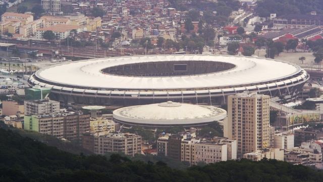 Pan, aerial view of Maracanã Stadium in Rio de Janeiro. смотреть онлайн
