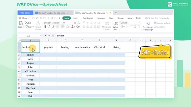[WPS Academy] 1.7.6 Excel：Use slash header to show the title name смотреть онлайн
