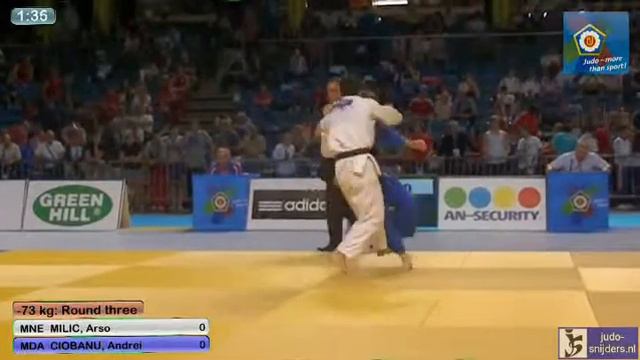 Judo 2013 European Championships U18 Tallinn: Milic (MNE) - Ciobanu (MDA) [-73kg] смотреть онлайн