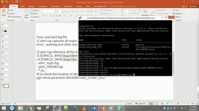 oracle 11g alert log and trace file смотреть онлайн
