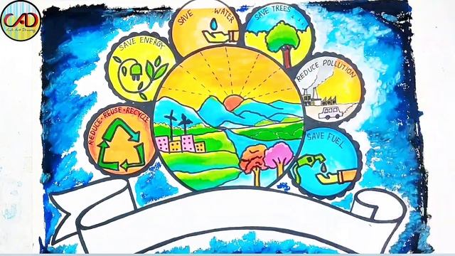 Lifestyle for environment drawing/ Earth Day Drawing competition / Environment Day Drawing смотреть онлайн
