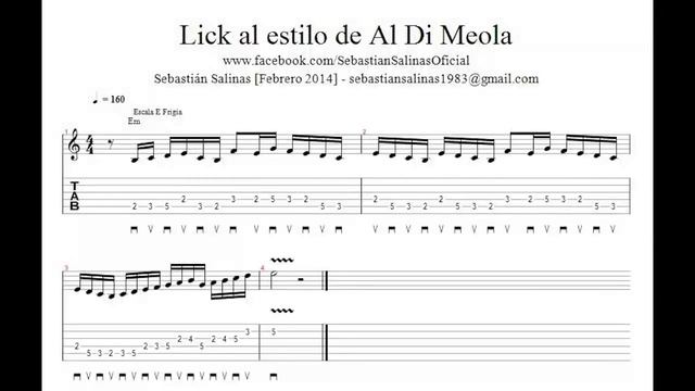 Lick al estilo de Al Di Meola- MIDI + TAB смотреть онлайн