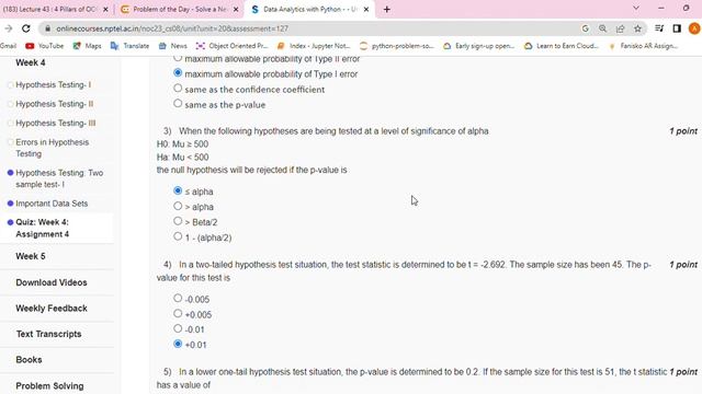 Data Analytics with Python Week 4 Assignment #nptel2023 #swayam #dataanalytics #python #nptel смотреть онлайн