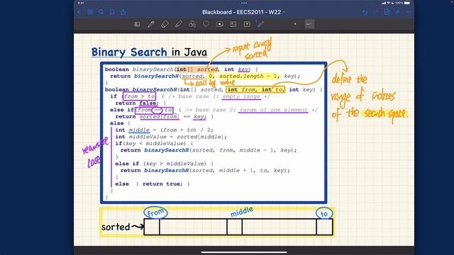 [HD] EECS2011 W22 - Lecture 4 - Part B2 - Binary Search: Implementation in Java смотреть онлайн