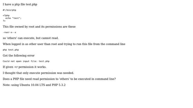 DevOps & SysAdmins: Do PHP files need read permission to be executed in CLI? (4 Solutions!!) смотреть онлайн