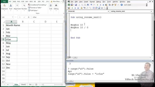 Excel Macros Immediate Window and Error Handling Part 27 by Irfan Bakaly смотреть онлайн