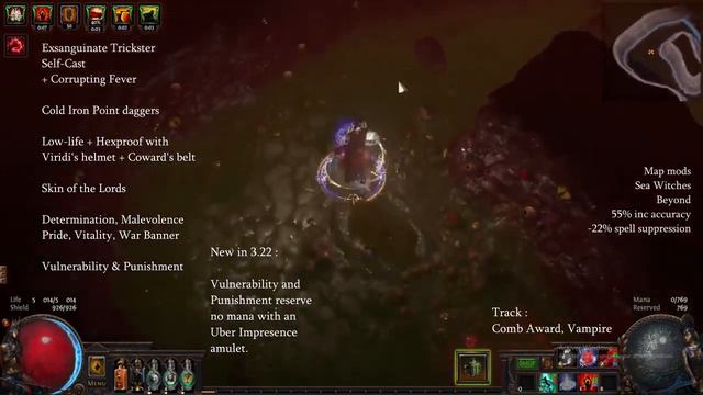 PoE 3.22 - The Vampire - Exsanguinate Trickster - Punishment & Vulnerability no mana reserved смотреть онлайн