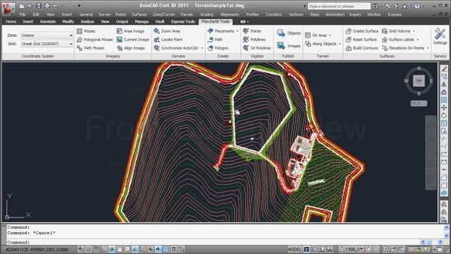 AutoCAD - Google Earth: Import terrain and create contour lines смотреть онлайн