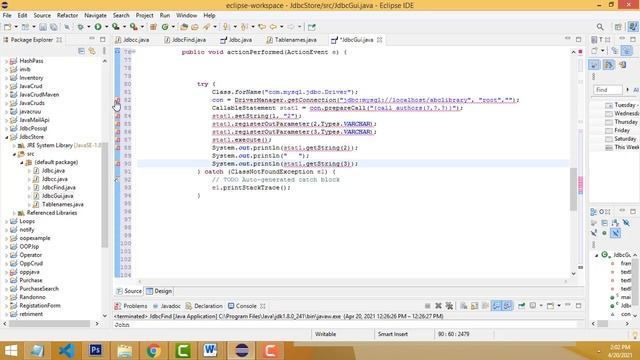 JDBC Example for Calling Stored Procedures GUI смотреть онлайн