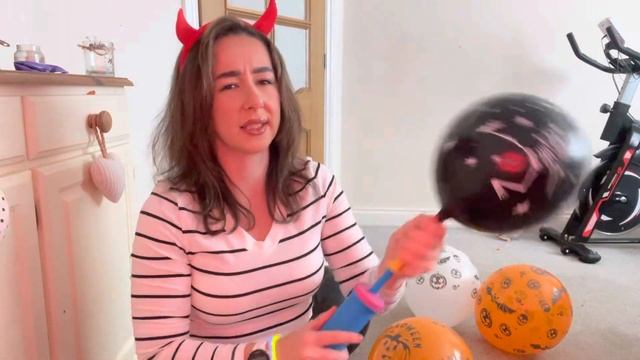 Blowing Up Halloween Balloons