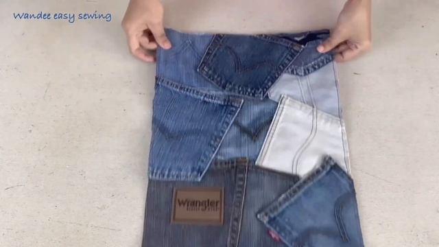 Let's see what I can do with an old jeans pocket , 3 ideas from old jeans pocket , old jeans reuse. смотреть онлайн