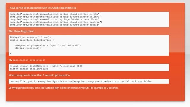 How to set custom Feign client connection timeout? смотреть онлайн