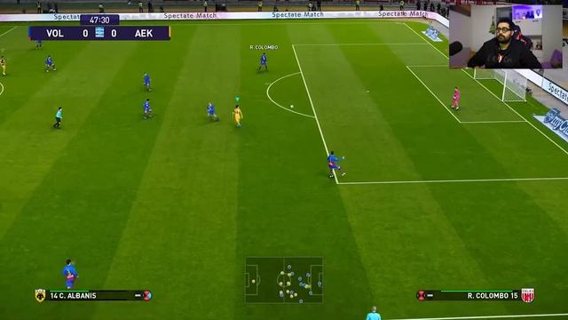 Βόλος - ΑΕΚ Super League PES 2021 смотреть онлайн